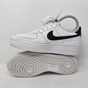 Nike Air Force 1 White Black Swoosh  Size 3.5Y Youth Unisex Low Top